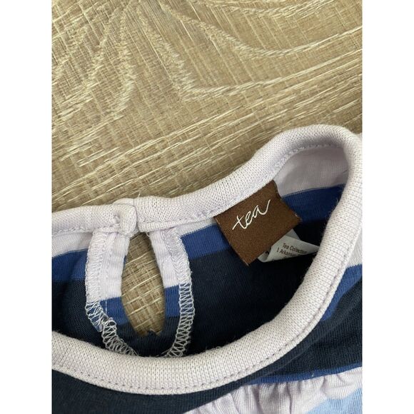 Tea Collection Striped Long Sleeve Purple Romper - 12-18 mo #nepal - Picture 4 of 6